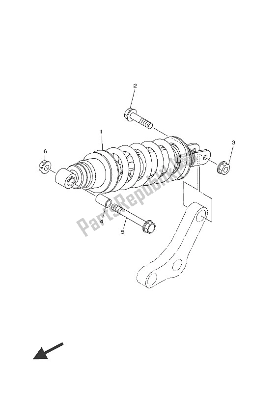 Alle onderdelen voor de Achtervering van de Yamaha MT-07 A 700 2016