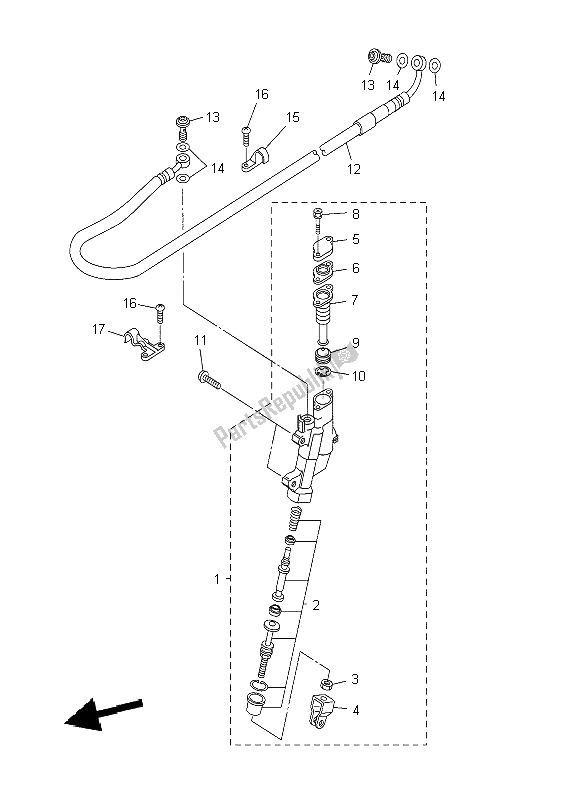 Tutte le parti per il Pompa Freno Posteriore del Yamaha WR 450F 2009