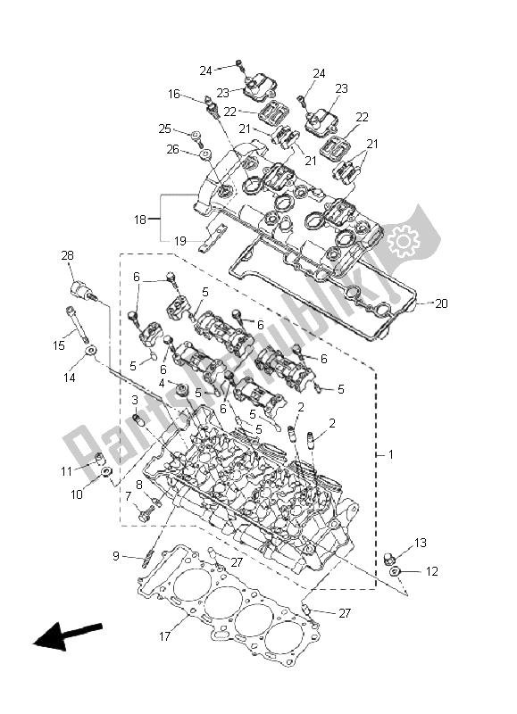 All parts for the Cylinder Head of the Yamaha FZ1 N Fazer 1000 2006