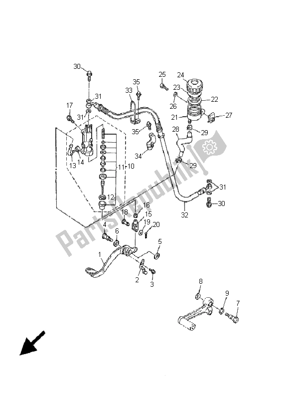 Tutte le parti per il Pompa Freno Posteriore del Yamaha YZF 1000R Thunderace 2001