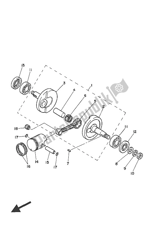 All parts for the Crankshaft & Piston of the Yamaha PW 50 2016