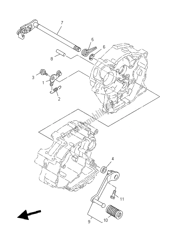 All parts for the Shift Shaft of the Yamaha YBR 125 ED 2007