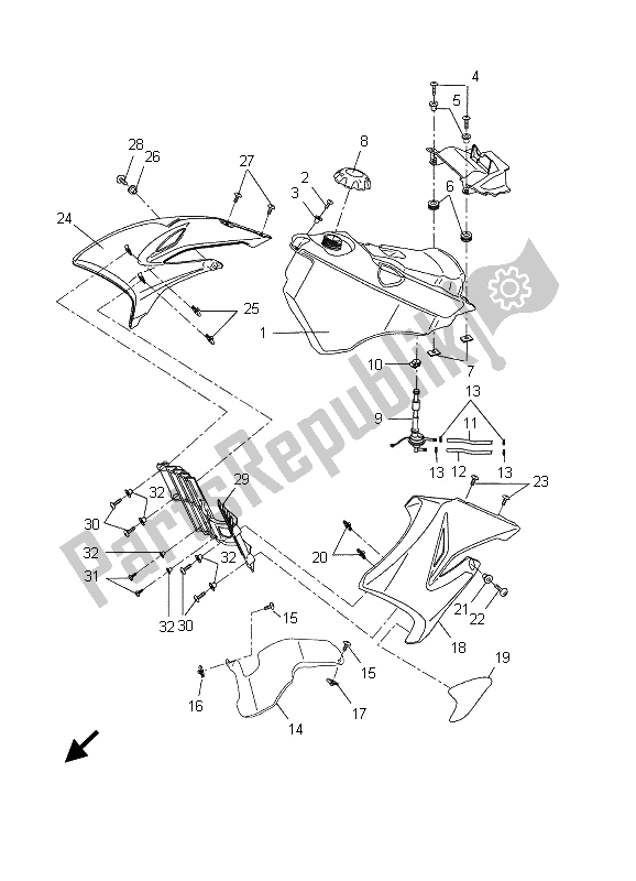 Todas las partes para Depósito De Combustible de Yamaha DT 50R SM 2005