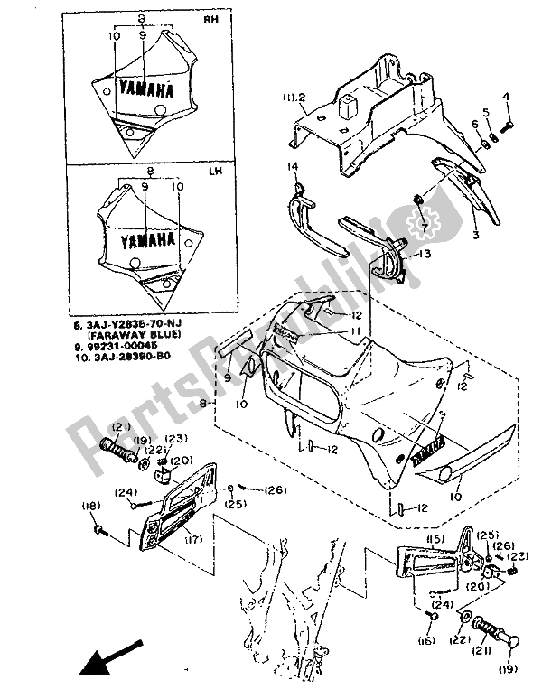 Todas as partes de Alternativo (chassi) do Yamaha XT 600Z Tenere 1990