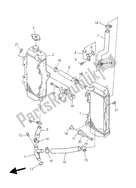 Tutte le parti per il Tubo Del Radiatore del Yamaha WR 450F 2006