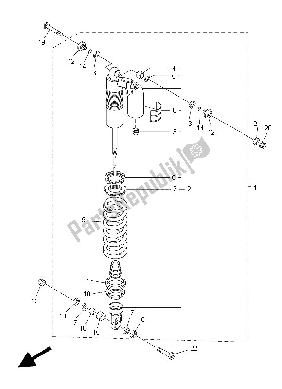 All parts for the Rear Suspension of the Yamaha WR 250F 2015