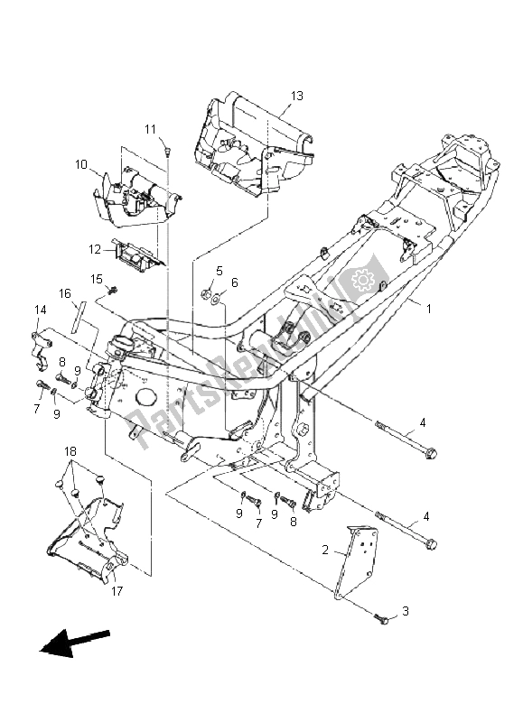 All parts for the Frame of the Yamaha XJ6F 600 2011