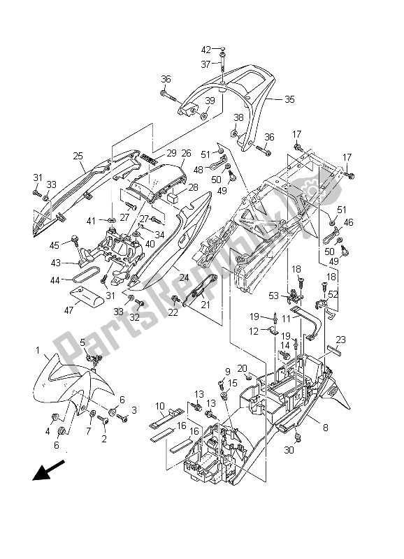 Tutte le parti per il Parafango del Yamaha TDM 900 2003