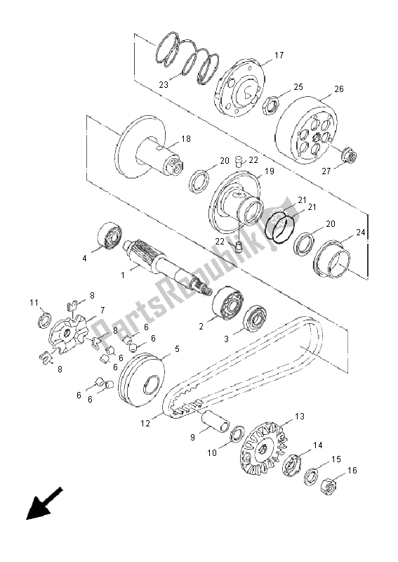 All parts for the Clutch of the Yamaha YN 50F 4T Neos 2009