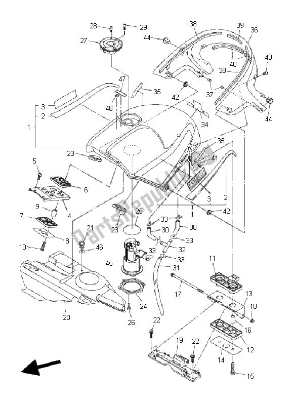 Toutes les pièces pour le Réservoir D'essence du Yamaha FJR 1300 AS 2009