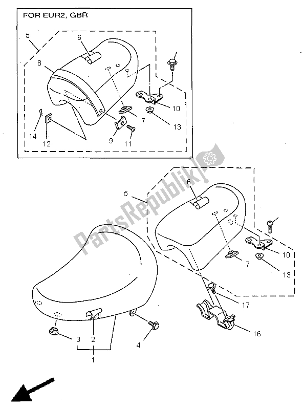 All parts for the Seat of the Yamaha XV 125 Virago 1998