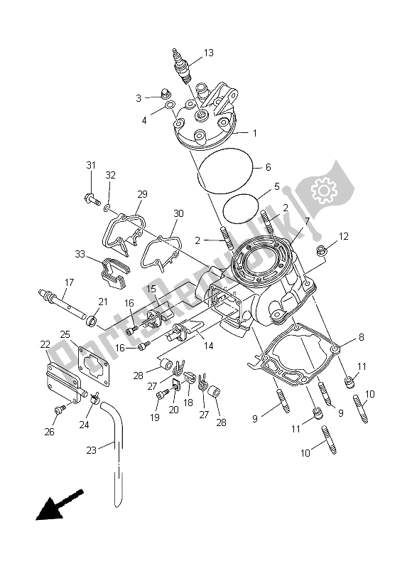 All parts for the Cylinder Head of the Yamaha YZ 125 2014