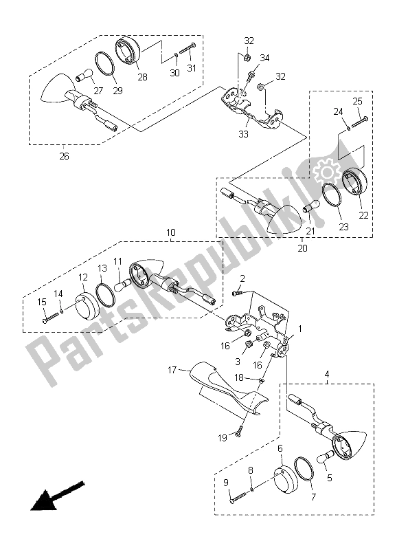 Todas as partes de Luz Intermitente do Yamaha XVS 950A 2012