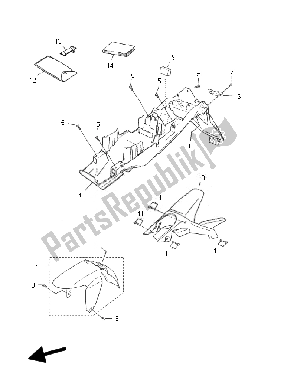 Tutte le parti per il Parafango del Yamaha TZR 50 2010