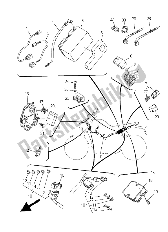 Todas las partes para Eléctrico 1 de Yamaha MT 09 900 2014