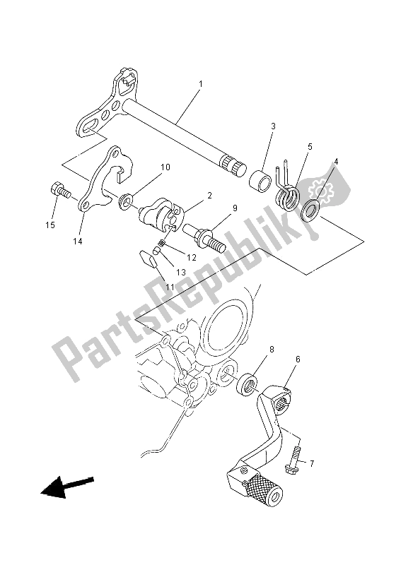 All parts for the Shift Shaft of the Yamaha YZ 250 2008