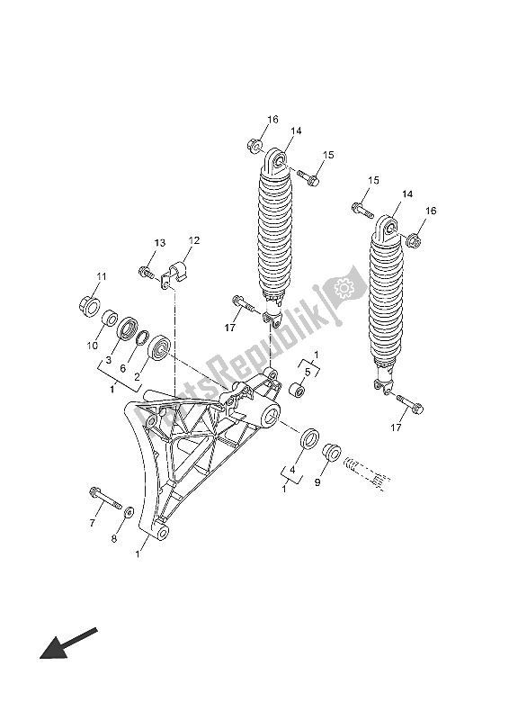 Todas las partes para Brazo Trasero Y Suspensión de Yamaha YP 250R 2016