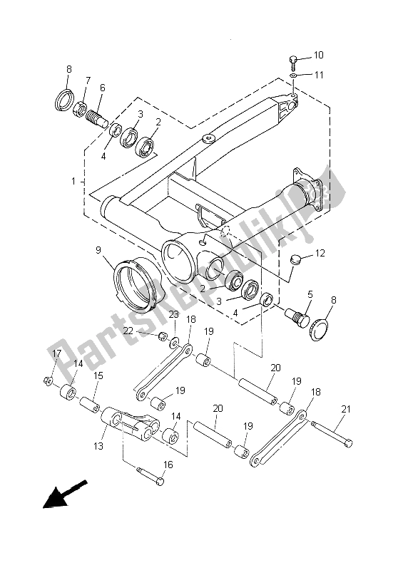 Todas as partes de Braço Traseiro do Yamaha XVZ 13 TF 1300 1999