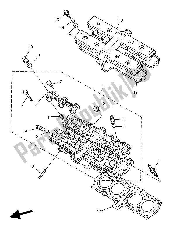 Tutte le parti per il Testata del Yamaha YZF 600R Thundercat 2002