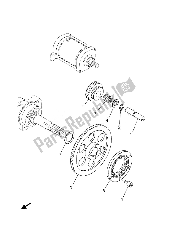Alle onderdelen voor de Starterkoppeling van de Yamaha YFM 450 FGD IRS Grizzly 4X4 2013