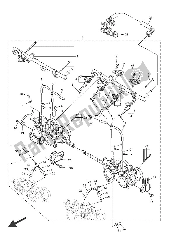 All parts for the Intake 2 of the Yamaha FJR 1300 AS 2016