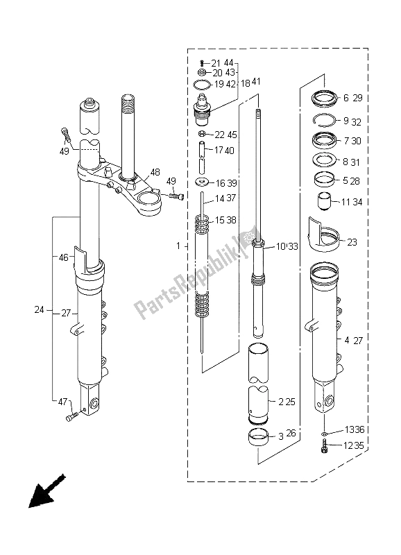 All parts for the Front Fork of the Yamaha FJR 1300A 2005