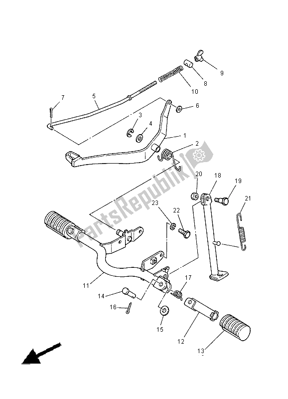 All parts for the Stand & Footrest of the Yamaha PW 80 2000