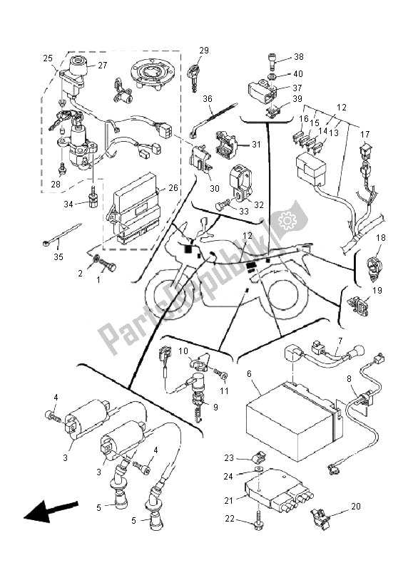 Toutes les pièces pour le électrique 1 du Yamaha TDM 900 2007