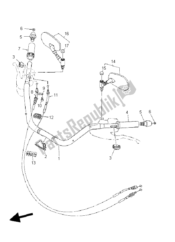 Alle onderdelen voor de Stuurhendel En Kabel van de Yamaha XV 1900A Midnight Star 2008