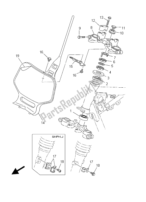 Alle onderdelen voor de Sturen van de Yamaha TT R 125 SW LW 2003