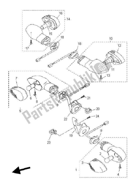 All parts for the Flasher Light of the Yamaha FZ6 Sahg 600 2009