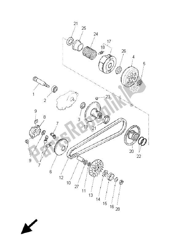 All parts for the Clutch of the Yamaha CS 50 RR LC JOG 2009