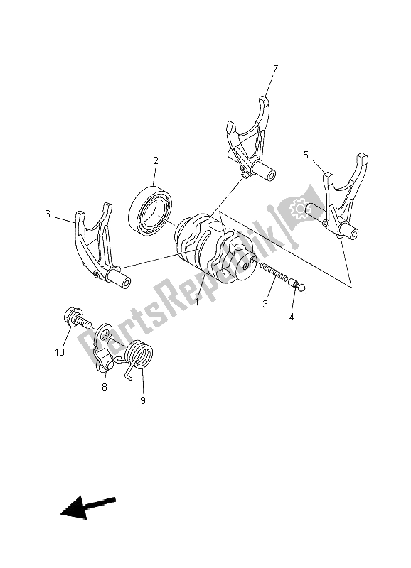 All parts for the Shift Cam & Fork of the Yamaha WR 250F 2009