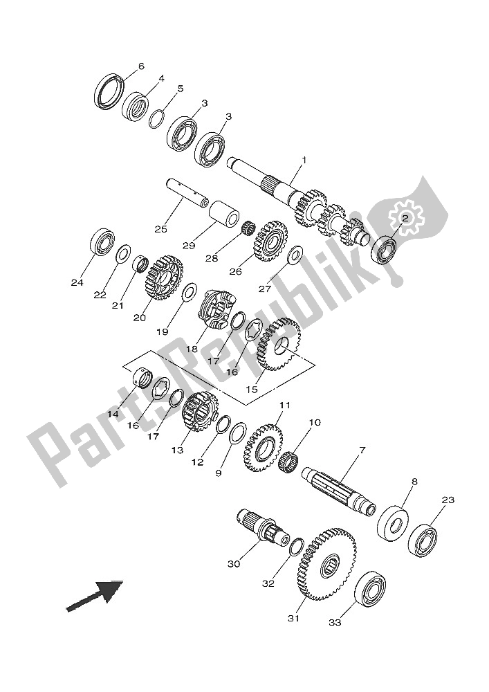 All parts for the Transmission of the Yamaha YXE 700 ES 2016