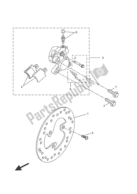 All parts for the Front Brake Caliper of the Yamaha NS 50F 2016