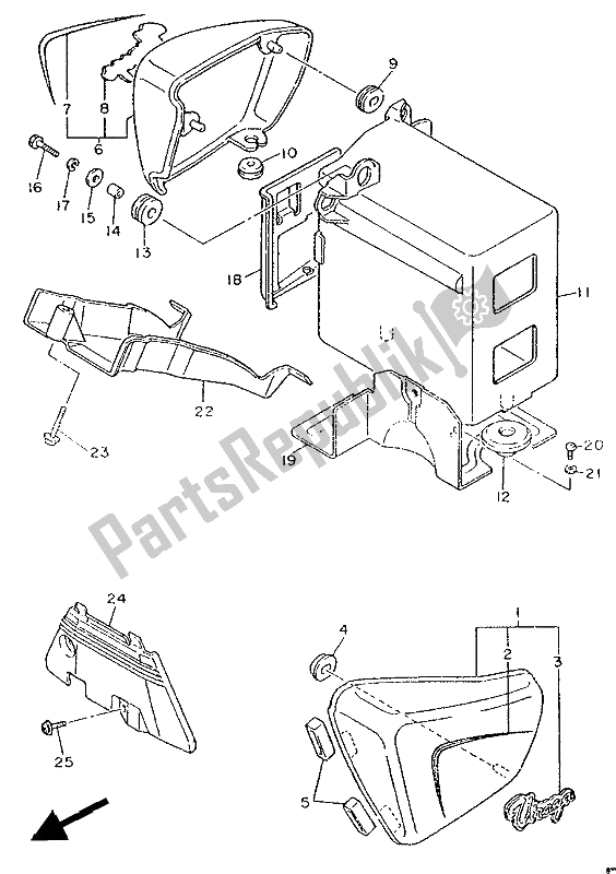 Tutte le parti per il Coperchio Laterale E Serbatoio Dell'olio del Yamaha XV 1000 SE Virago 1988