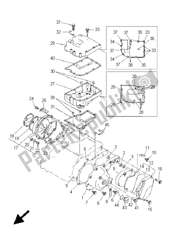 All parts for the Crankcase Cover 1 of the Yamaha TDM 850 2000