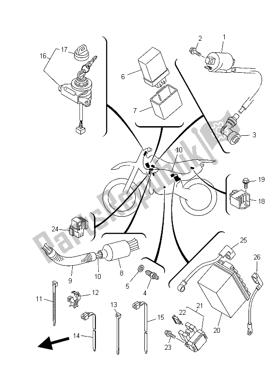 All parts for the Electrical 1 of the Yamaha TT R 125E SW LW 2006