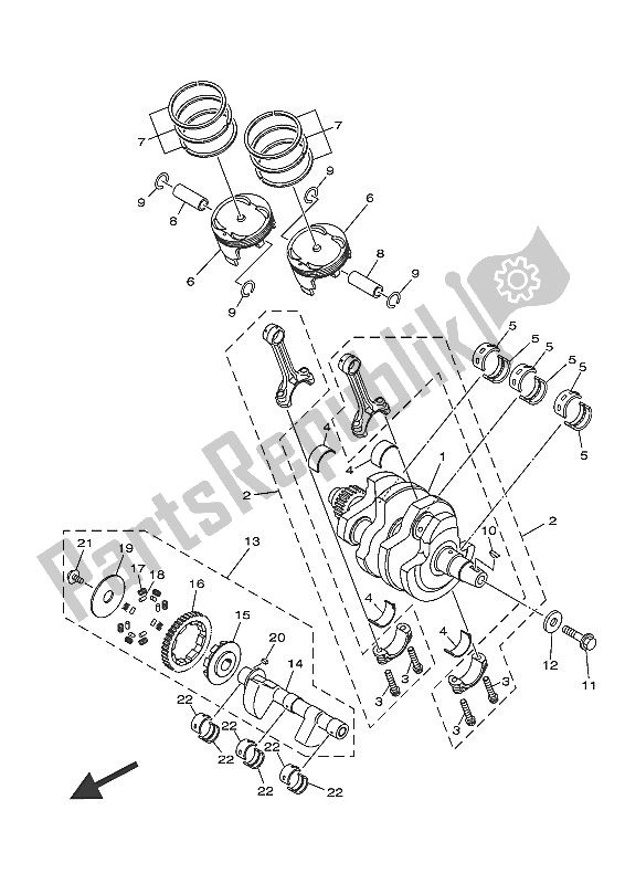 All parts for the Crankshaft & Piston of the Yamaha MT-07 700 2016