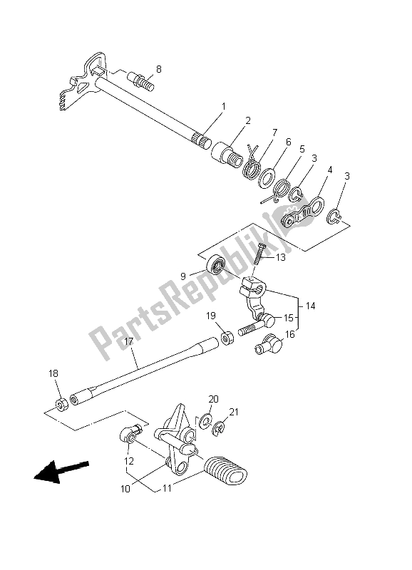 All parts for the Shift Shaft of the Yamaha XVS 125 Dragstar 2002