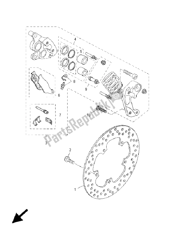 All parts for the Front Brake Caliper of the Yamaha YP 250R X MAX Black 2009