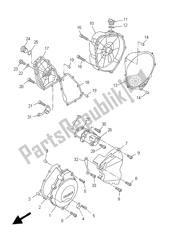 Toutes les pièces pour le Couvercle De Carter 1 du Yamaha YZF R1 1000 1999