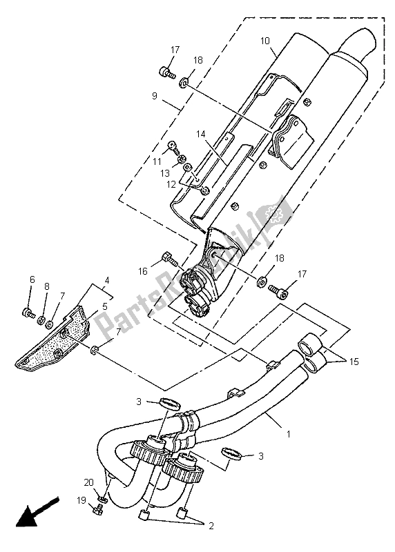 All parts for the Exhaust of the Yamaha XTZ 750 Super Tenere 1995