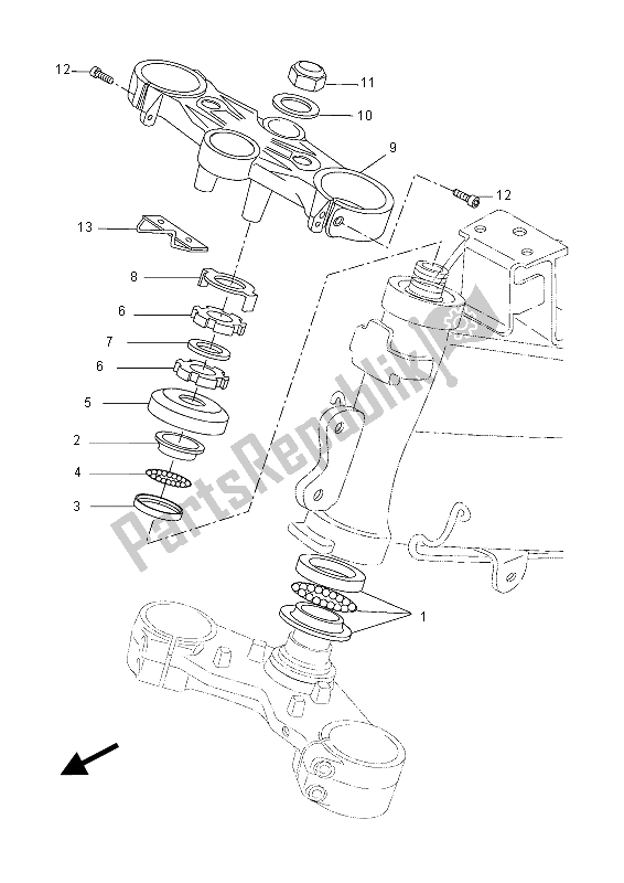 All parts for the Steering of the Yamaha YZF R 125A 2015