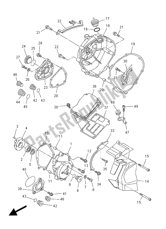 All parts for the Crankcase Cover 1 of the Yamaha FZ1 N 1000 2012