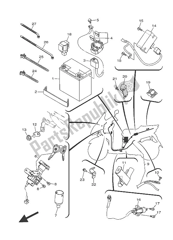 Todas las partes para Eléctrico 1 de Yamaha MW 125A 2016