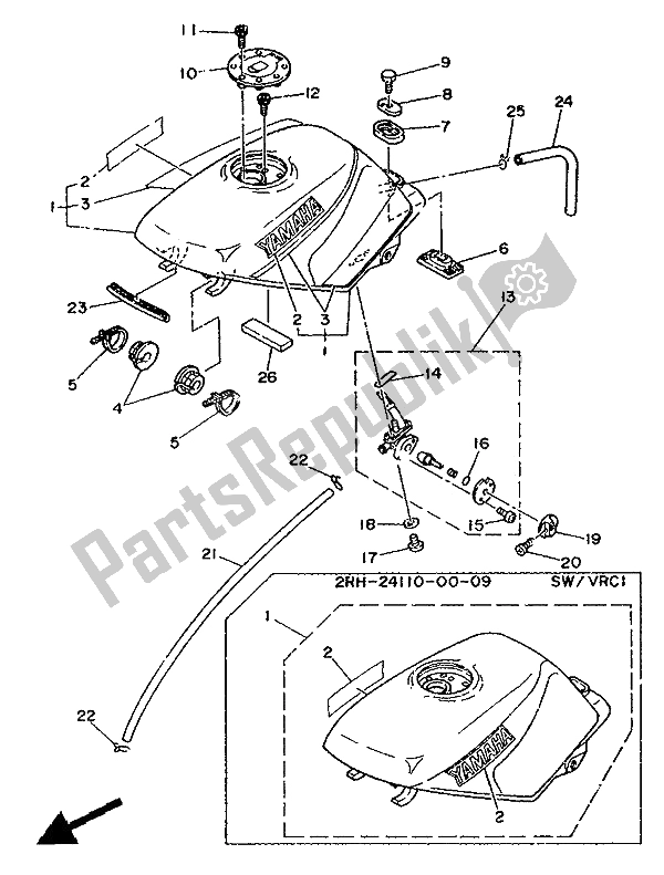 All parts for the Fuel Tank of the Yamaha TZR 125 1991