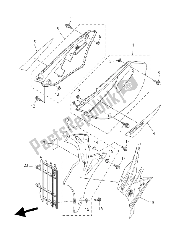 Tutte le parti per il Coperchio Laterale del Yamaha YZ 85 SW LW 2011