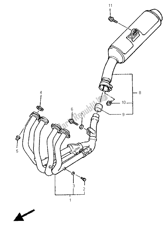 Toutes les pièces pour le échappement du Yamaha FZR 600R 1995