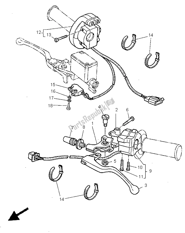 Todas las partes para Interruptor De Palanca Y Palanca de Yamaha TT 600R 1997